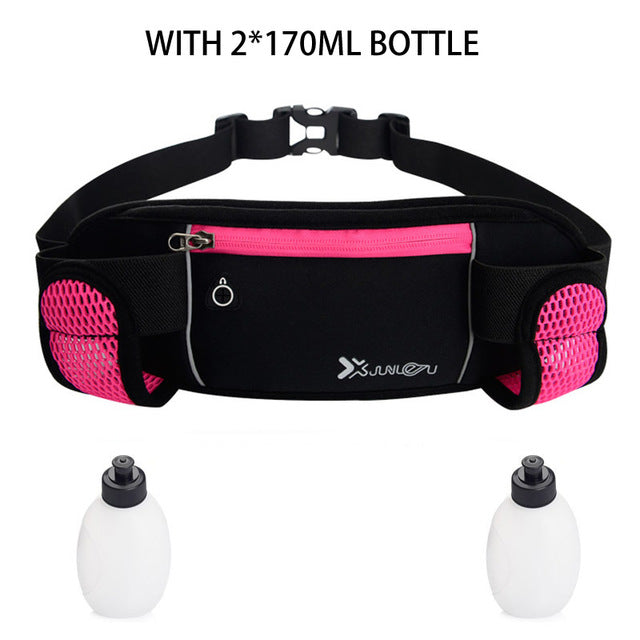 Cinto De Hidratação Fanny Pack Suporte Fitness w / 2 Garrafas