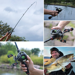 combo carretel,vara,linha,iscas acessórios e portador saco para pesca