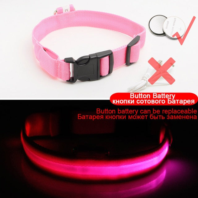 Coleira Brilhante LED para seu pet Anti-Lost Nylon